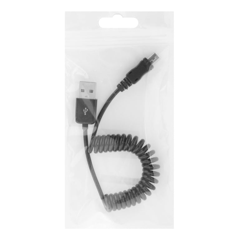 Mini USB 5 Pin to USB 2.0 AM Coiled Cable/Spring Cable Length: 25cm (can be extended up to 80cm) (Black)