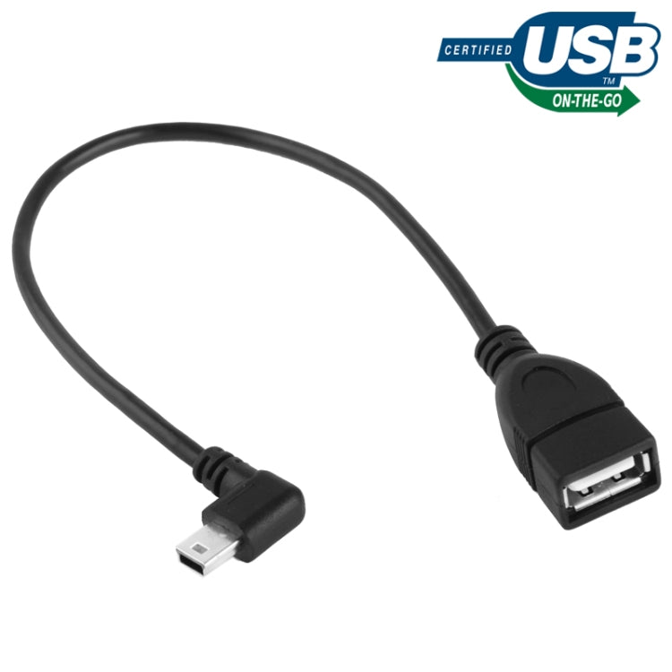 Mini USB Male to USB 2.0 AF 90 degree adapter cable with OTG function length: 25 cm