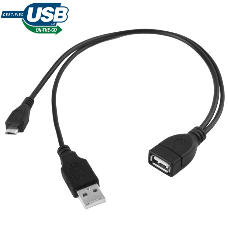 Micro USB Male + USB 2.0 AM to AF Cable with OTG function Length: 30cm/35cm