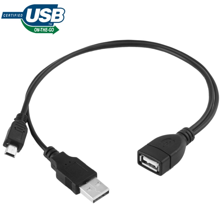 Mini USB Male + USB 2.0 AM to AF Cable with OTG Function Length: 30cm / 35Cm