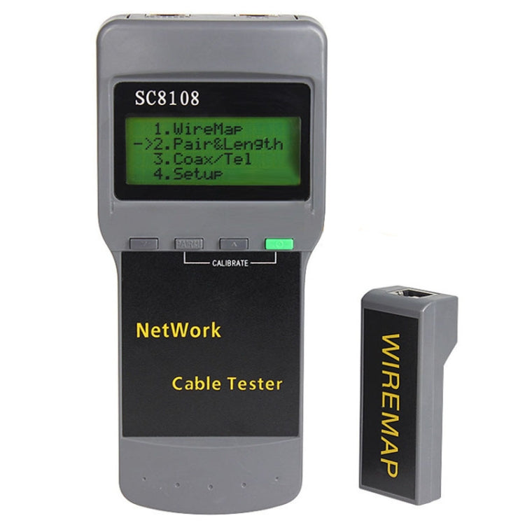 Probador de Cable de red Inalámbrica Portátil SC8108 LCD Digital PC Data Network CAT5 RJ45 Medidor de Probador de Cable de Teléfono LAN (Gris)