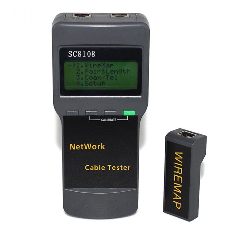 Portable Wireless Network Cable Tester SC8108 LCD Digital PC Data Network CAT5 RJ45 Telephone LAN Cable Tester Meter (Grey)