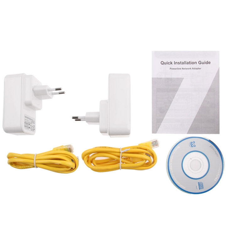 2 PCS 500Mbps Powerline Network Mini Homeplug AV Ethernet Bridge 7HP150 EU Plug (White)