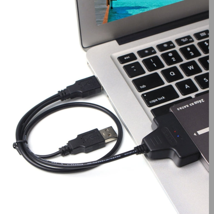 Câble adaptateur double USB 2.0 vers disque dur SATA pour disque dur/SSD SATA 2,5 pouces