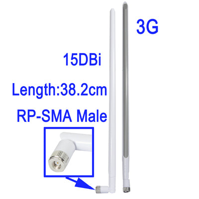 3G 15DBi RP-SMA Wireless Male Antenna (White)