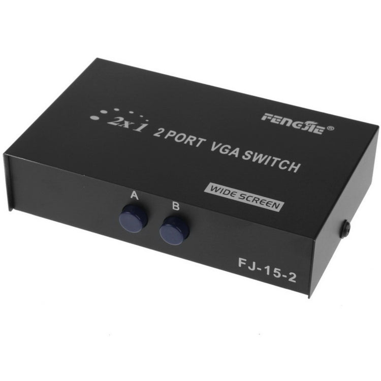Caja de interruptores VGA de 2 Puertos 2 en 1 salida Para monitor de TV LCD Para PC - HD15 (FJ-15-2C) (Negro)