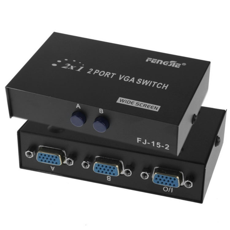 2 Port 2 in 1 Out VGA Switch Box For LCD TV Monitor For PC - HD15 (FJ-15-2C) (Black)