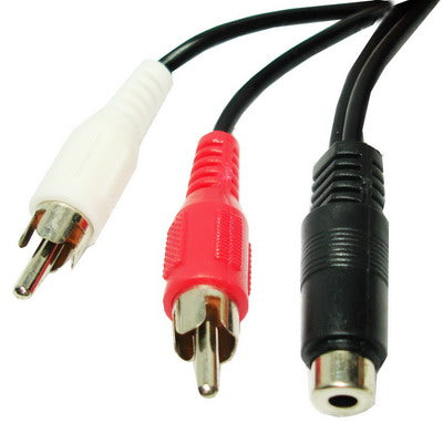 3.5mm Stereo Female Plug to 2 RCA Male Plug Cable length: 38cm