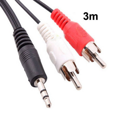Audio Cable Male 3.5 mm stereo to RCA of normal quality length: 3 m