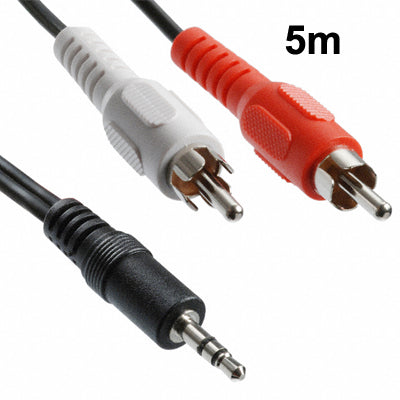 Cable de Audio Macho de 3.5 mm estéreo a RCA Macho de buena calidad longitud: 5 m
