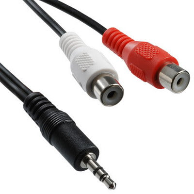 Cable de Audio en Y de 2 RCA Hembra a Conector Macho de 3.5 mm longitud: 20 cm