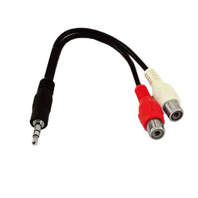 Cable de Audio en Y de 2 RCA Hembra a Conector Macho de 3.5 mm longitud: 20 cm