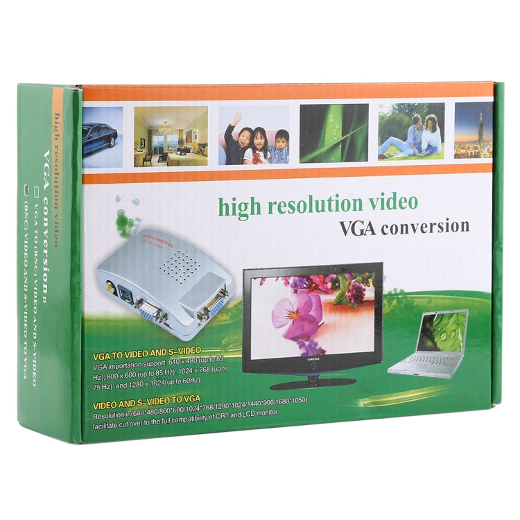 ConVersión de video de alta resolución (BNC) y S-Video a VGA (Negro)