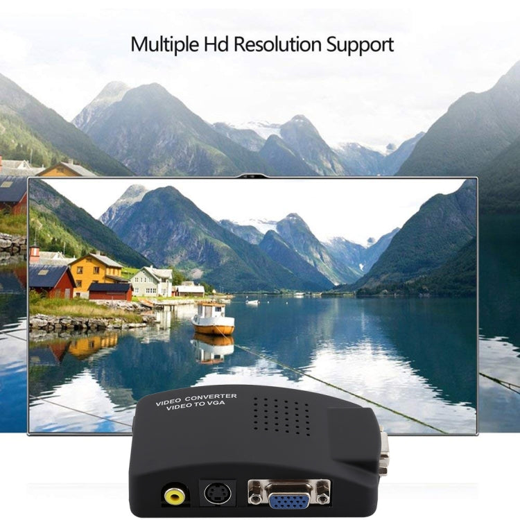 ConVersión de video de alta resolución (BNC) y S-Video a VGA (Negro)