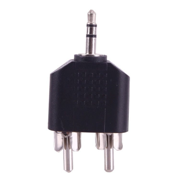 Adaptador de Audio Y de 2 RCA Macho a Conector Macho de 3.5 mm (Negro)