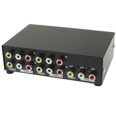 Caja de conmutación AV RCA de 4 Puertos de entrada 1 salida de Audio y video
