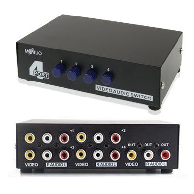 AV RCA Switch Box 4 Input Ports 1 Audio and Video Output