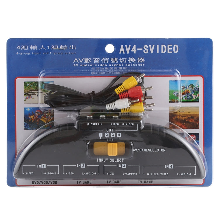 AV4-SVIDEO 4 to 1 Multiple Source Audio and Video AV Signal Switcher (Dark Blue)