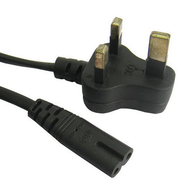 UK 2 Pin Small Laptop Power Cord Length: 1.2m (Black)