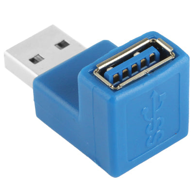 Adaptador de Cable USB 3.0 AM a USB 3.0 AF con ángulo de 90 grados (Azul)
