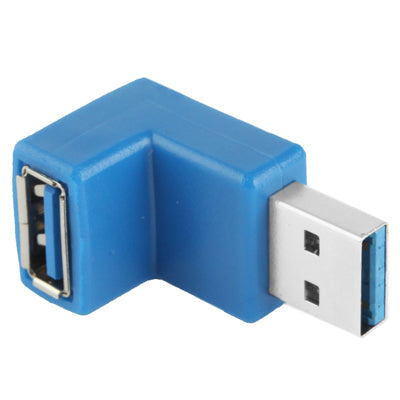 Adaptador de Cable USB 3.0 AM a USB 3.0 AF con ángulo de 90 grados (Azul)