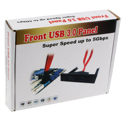 Panneau avant USB 3.0 baie de disquette 20 broches 2 ports HUB câble de support (noir)