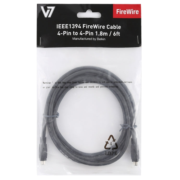 Câble Firewire IEEE 1394 Mâle 4 broches vers Mâle 4 broches longueur : 1,8 m
