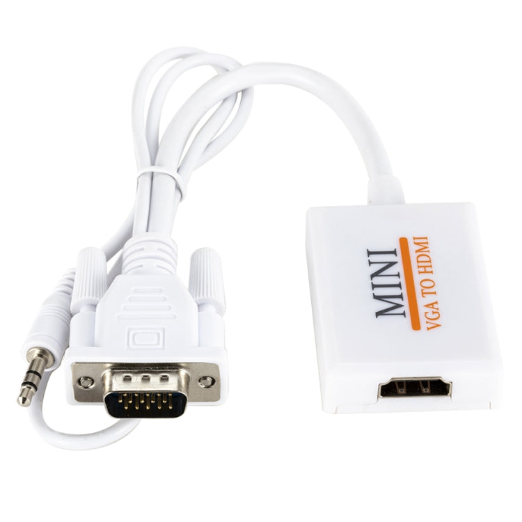 VGA+ to Full HD 1080P HDMI Video Converter Adapter for HDTV (White)