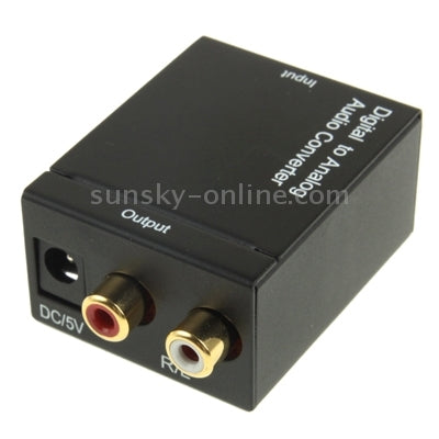 Convertisseur audio numérique Toslink coaxial optique vers analogique RCA (noir)