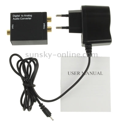 Convertidor de Audio Digital óptico coaxial Toslink a analógico RCA (Negro)