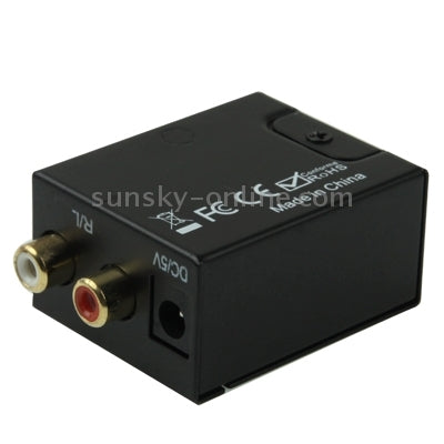 Convertisseur audio Toslink coaxial optique numérique vers RCA analogique (noir)