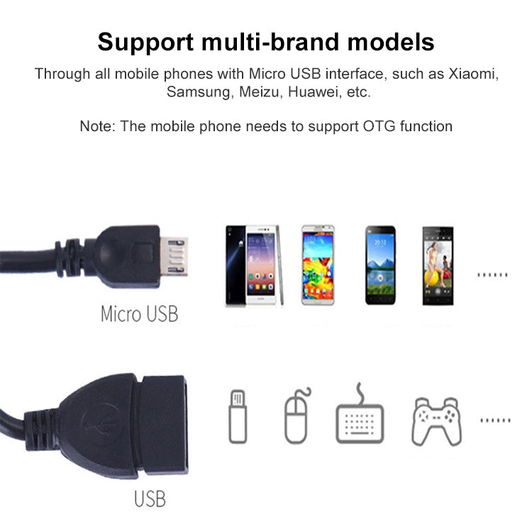 10cm USB 2.0 AF to Micro USB 5 Pin OTG OTG Adapter Cable for Samsung / Nokia / LG / Blackberry / HTC One X / Amazon Kindle / Sony Xperia etc. (Black)
