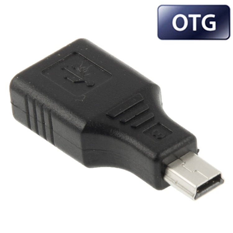 Adaptador Mini USB Macho a USB 2.0 Hembra con Función OTG (Negro)
