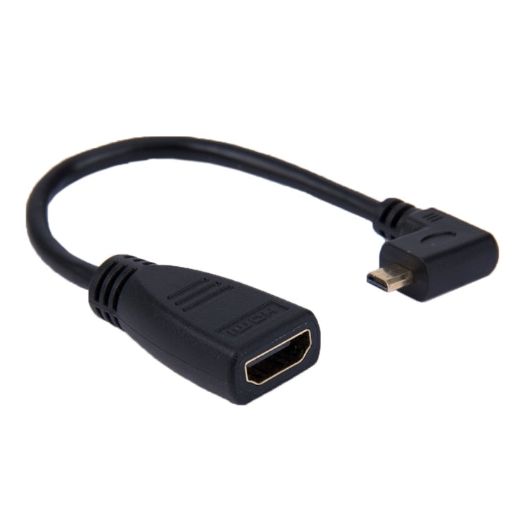 Adaptador de Cable Micro HDMI de 90 grados hacia la Izquierda a Macho a HDMI Hembra de 19 cm (Negro)