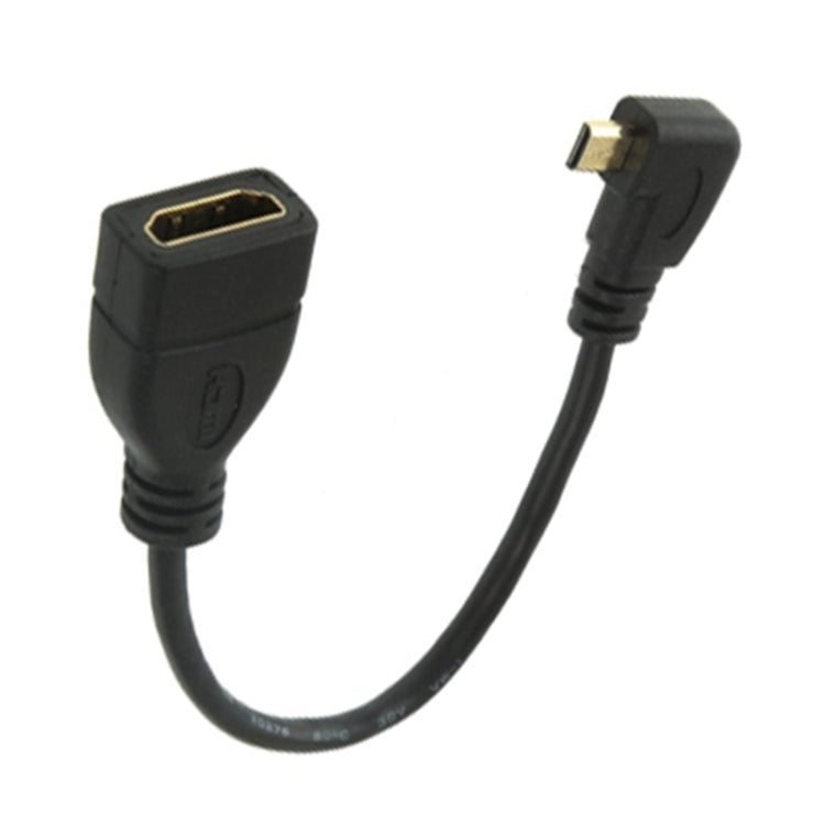 Adaptador de Cable Micro HDMI de 17 cm y 90 grados hacia la Derecha Macho a HDMI Hembra (Negro)