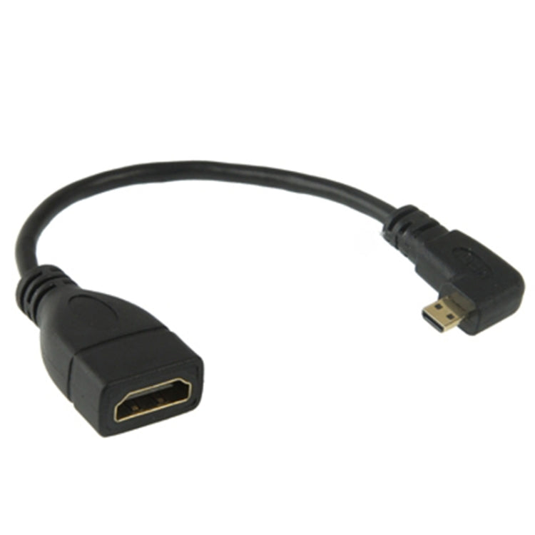 17cm 90 Degree Right Micro HDMI Cable Adapter Male to HDMI Female (Black)