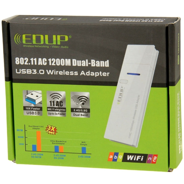 EDUP AC-1601 802.11AC 1200M Adaptateur Wi-Fi sans fil double bande USB 3.0