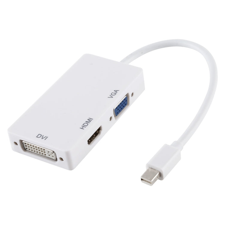Convertisseur Adaptateur Mini DisplayPort Mâle vers HDMI + VGA + DVI Femelle 3 en 1 pour Mac Book Pro Air Longueur du câble : 18 cm (Blanc)