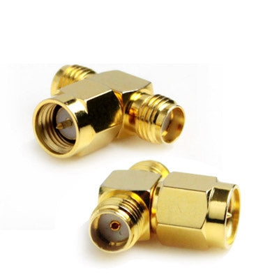Adapter SMA Male to 2 SMA Female (type T) gold plated (Yellow)