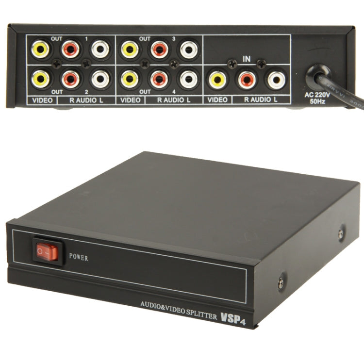 Répartiteur d'ampli audio vidéo 4 voies avec commutateur 1 entrée 4 sorties (JM-VA104)