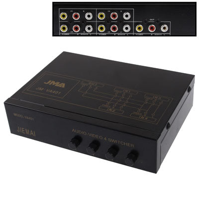 4 Way Audio Video AMP Splitter with Switch 4 Inputs 1 Output (JM-VA401)