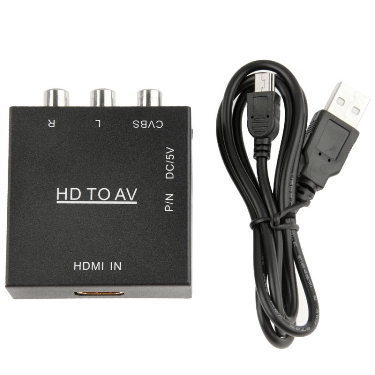 Adaptador convertidor de video HDV-M610 Mini tamaño Full HD 1080P HDMI a AV / CVBS (Negro)