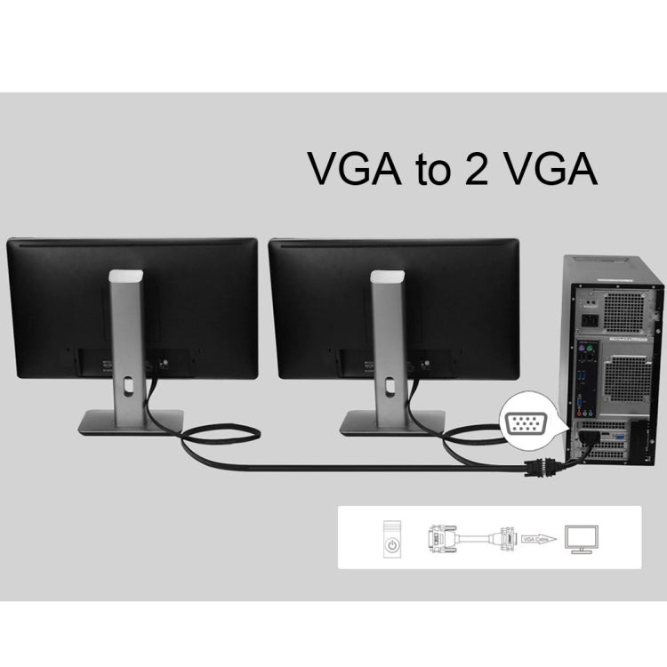 VGA Male to 2 VGA Female Splitter Cable 30 cm (Black)