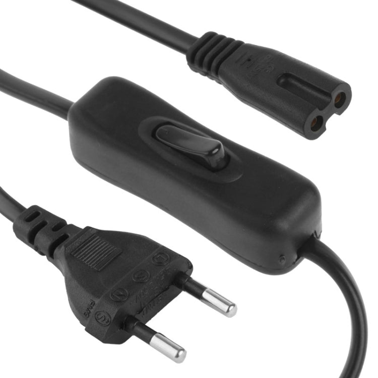 EU Style 2 Pin AC Power Cord with Switch 304 Length: 1.5m (Black)