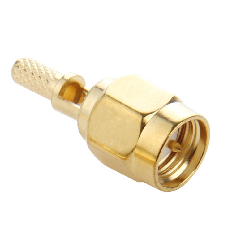 10 Pieces Gold Plated Crimp SMA Male Straight Connector Adapter For RG174 / RG188 / RG316 / LMR100 Cable