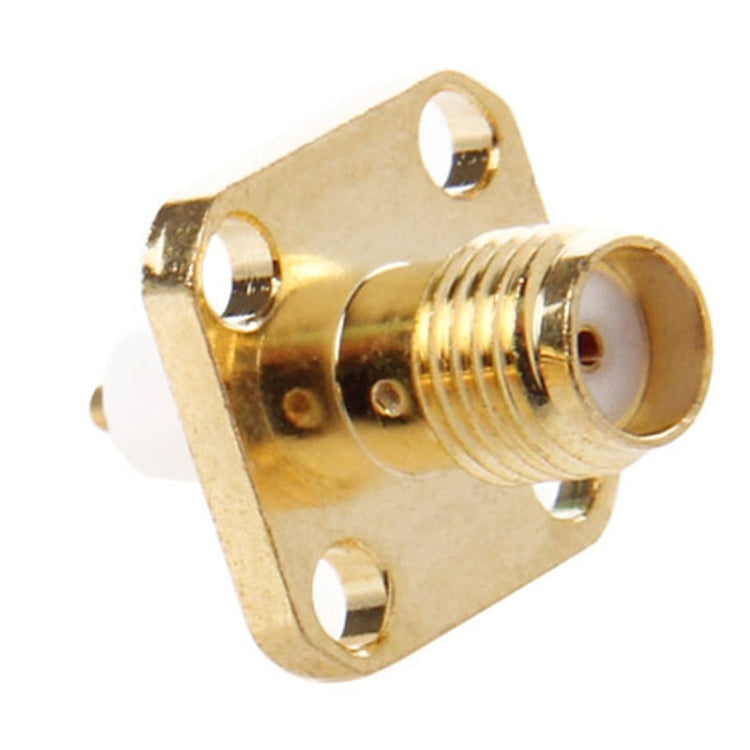 10 Pieces Gold Plated Extended Dielectric Solder Connector Adapter SMA Female 4 Holes Chassis Panel Mount