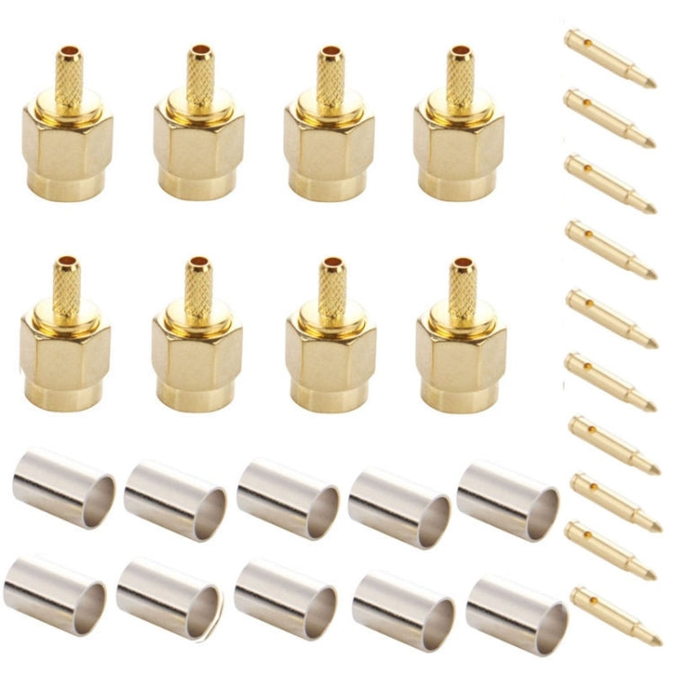 10pcs Gold Plated Crimp SMA Male Pin RF Connector Adapter For RG174/RG316/RG188/RG179 Cable