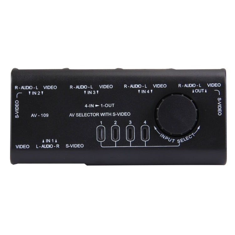 AV-109 Multi Box RCA AV Audio-Video Signal Switcher + 3 Cables RCA 4 entradas de grupo y 1 sistema de salida de grupo (Negro)