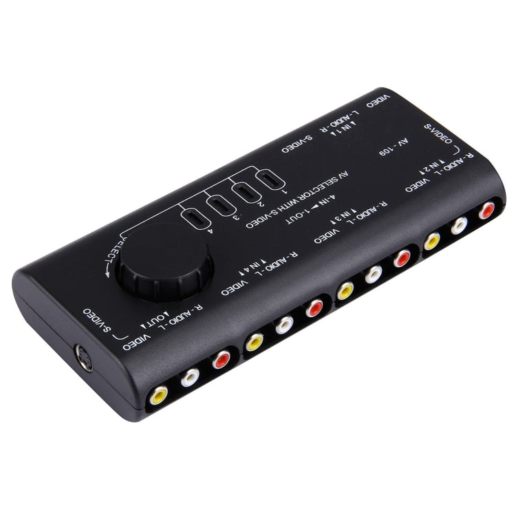 AV-109 Multi Box RCA AV Audio-Video Signal Switcher + 3 RCA Cables 4 Group Inputs and 1 Group Output System (Black)