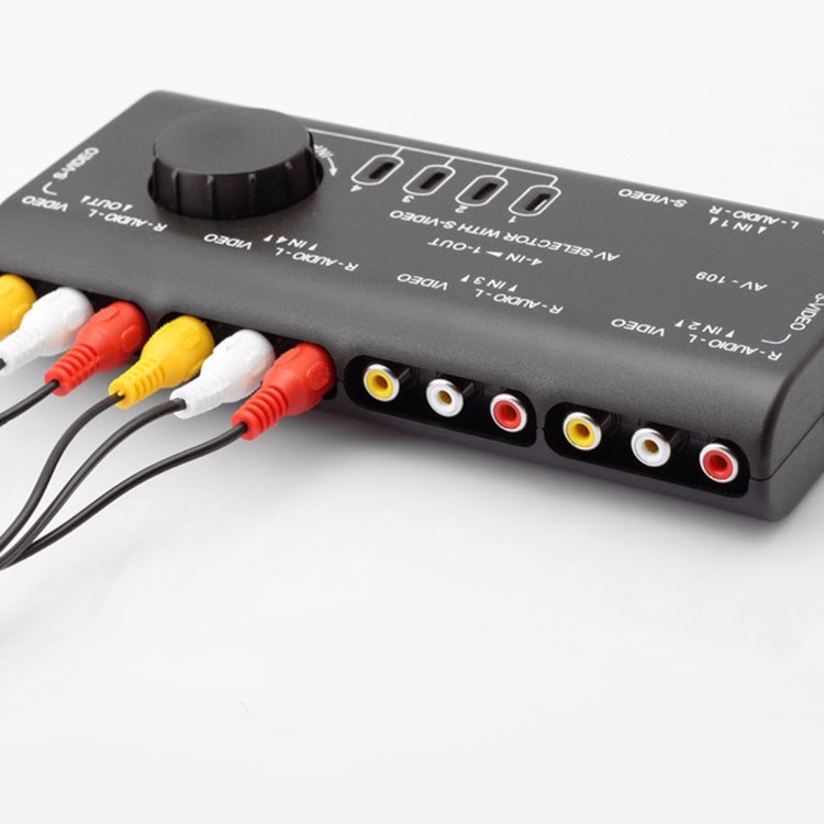 AV-109 Multi Box RCA AV Audio-Video Signal Switcher + 3 RCA Cables 4 Group Inputs and 1 Group Output System (Black)